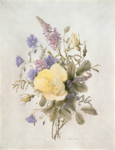 Flowers with a Yellow Rose, 1840 by French School